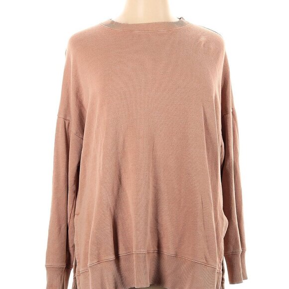 aerie tan side slit sweatshirt  terry tunic X oversized - Picture 1 of 8